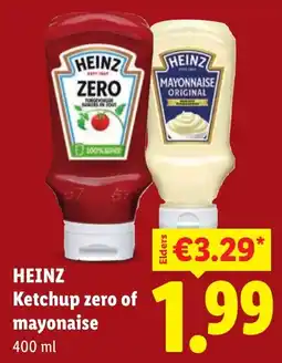 Lidl Heinz Ketchup zero of mayonaise aanbieding