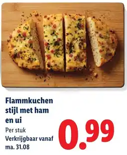Lidl Flammkuchen stijl met ham en ui aanbieding