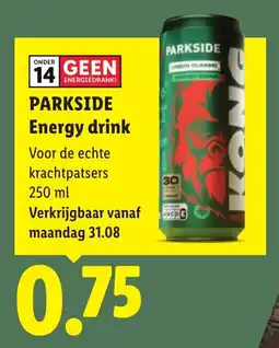 Lidl Parkside Energy drink aanbieding