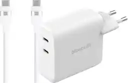 Coolblue BlueBuilt 100W GaN Oplader met 2 Usb C Poorten Wit + BlueBuilt Usb C Kabel 240W 2m Nylon aanbieding