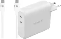 Coolblue BlueBuilt 140W GaN Oplader met 2 Usb C Poorten Wit + BlueBuilt Usb C Kabel 240W 2m Nylon aanbieding