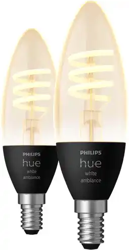 Coolblue Philips Hue Filamentlamp White Ambiance kaarslamp E14 2-pack aanbieding