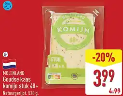 ALDI Molenland Goudse kaas komijn stuk 48+ aanbieding
