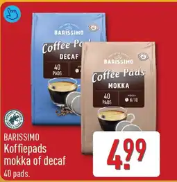 ALDI Barissimo koffiepads mokka of decaf aanbieding