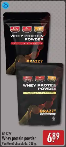 ALDI Brazzy Whey protein powder aanbieding
