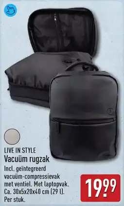 ALDI Live in style Vacuüm rugzak aanbieding