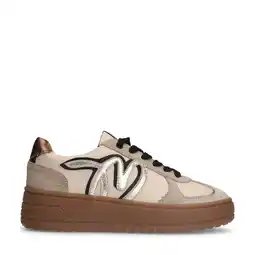 Wehkamp Manfield leren sneakers beige/goud aanbieding