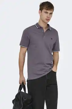 Wehkamp ONLY & SONS slim polo grijs aanbieding