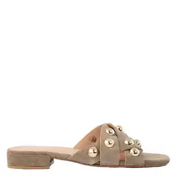 Wehkamp Babouche G-Sabien-2 suède slippers beige/goud aanbieding