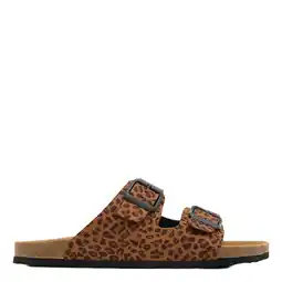 Wehkamp Graceland slippers met panterprint cognac/zwart aanbieding