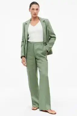 Wehkamp s.Oliver BLACK LABEL straight highwaist broek met linnen groen aanbieding
