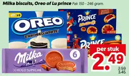 Dekamarkt Milka biscuits, Oreo of Lu prince aanbieding