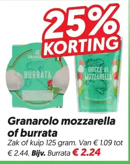 Dekamarkt Granarolo mozzarella of burrata aanbieding