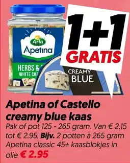 Dekamarkt Apetina of Castello creamy blue kaas aanbieding