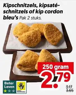 Dekamarkt Kipschnitzels, kipsatéschnitzels of kip cordon bleu's aanbieding