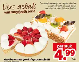 Dekamarkt Aardbeientaartje of slagroomschnitt aanbieding