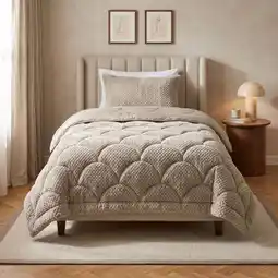 Action Lazy all-in-one dekbed Teddy fur - taupe aanbieding