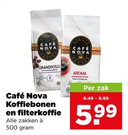 PLUS Café Nova koffiebonen en filterkoffie aanbieding
