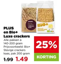PLUS Plus en bio+ luxe crackers aanbieding
