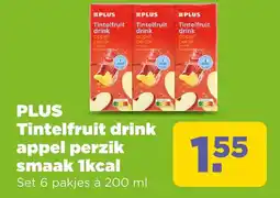 PLUS Plus tintelfruit drink appel perzik smaak aanbieding