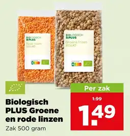 PLUS Biologisch plus groene en rode linzen aanbieding