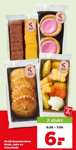 PLUS Plus korenlenders koek, cake en chocolade aanbieding