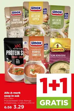 PLUS Alle unox soep in zak aanbieding