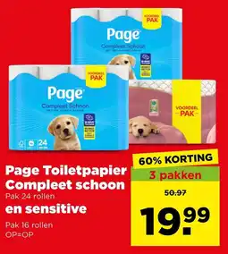 PLUS Page toiletpapier compleet schoon en sensitive aanbieding