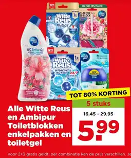 PLUS Alle witte reus en ambipur toiletblokken enkelpakken en toiletgel aanbieding