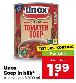 PLUS Unox soep in blik aanbieding