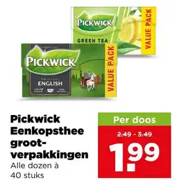 PLUS Pickwick Eenkopsthee groot-verpakkingen aanbieding