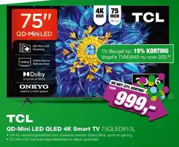 EP TCL QD-Mini LED QLED 4K Smart TV 75QLED810L aanbieding