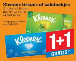 Coop Kleenex tissues of zakdoekjes aanbieding