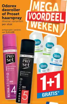 Coop Odorex deoroller of Proset haarspray aanbieding