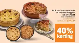 Albert Heijn AH Roomboter-appeltaart of roomboter-appel rabarbertaart aanbieding