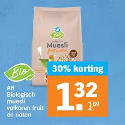 Albert Heijn AH Biologisch muesli volkoren fruit en noten aanbieding