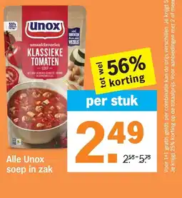 Albert Heijn Alle Unox soep in zak aanbieding