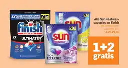 Albert Heijn Alle Sun vaatwascapsules en Finish aanbieding