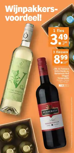 Albert Heijn J.M. da Fonseca Vinho Verde en Berberana Red Dragon Tempranillo aanbieding