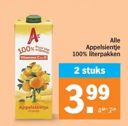Albert Heijn Alle Appelsientje 100% literpakken aanbieding