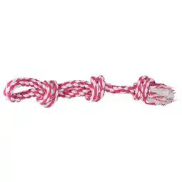 Pets Place Adori Flostouw Dubbel 3 Knopen - Trekspeelgoed - 67 cm Wit&Pink aanbieding