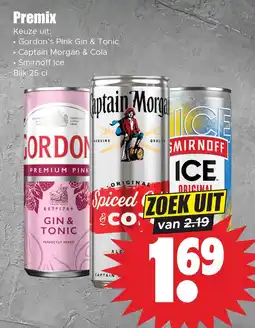 Dirk Gordon's Pink Gin & Tonic, Captain Morgan & Cola, Smirnoff Ice aanbieding