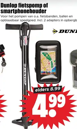 Dirk Dunlop fietspomp of smartphonehouder aanbieding