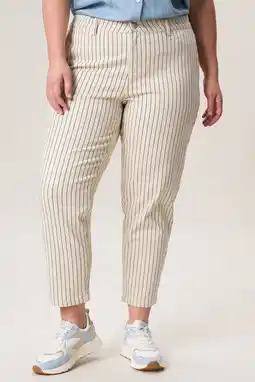 Wehkamp Miss Etam Plus slim highwaist gestreepte broek crème aanbieding