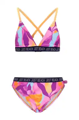 Wehkamp Just Beach triangel bikini Bali roze/paars/oranje aanbieding