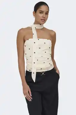 Wehkamp JDY strapless top met stippen ecru aanbieding