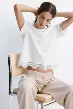 Wehkamp Mango T-shirt met kant wit aanbieding