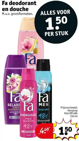 Kruidvat Fa deodorant en douche aanbieding
