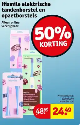 Kruidvat Hismile elektrische tandenborstel en opzetborstels aanbieding