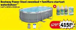 Kruidvat Bestway Power Steel zwembad + famiflora startset waterbeheer aanbieding
